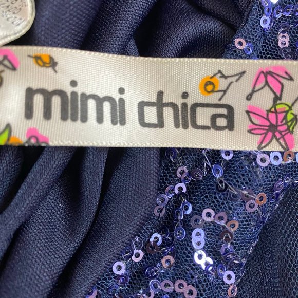 Mimi Chica Sleeveless Fit & Flare Mini Dress Size Small Sequins with Tulle Skirt - Picture 6 of 8